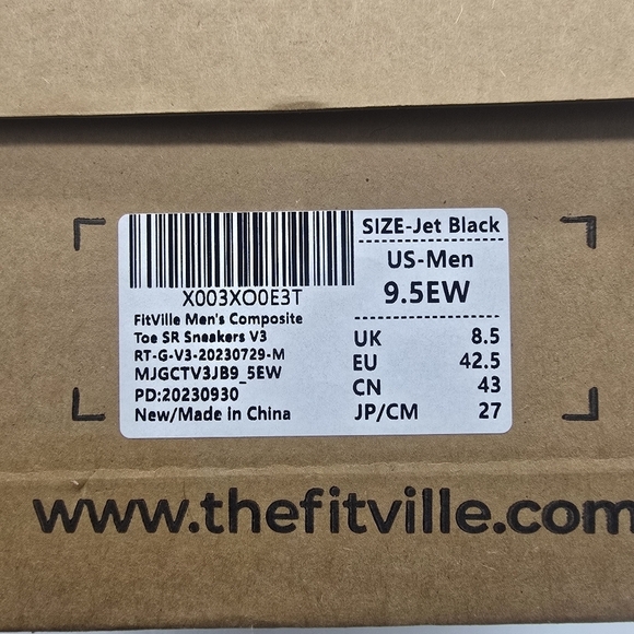 FitVille Shoe Men\'s 9.5 EW Composite Toe SR Sneakers V3 Black main image 5